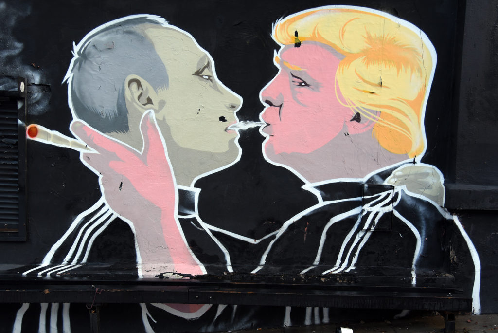 Wilno - graffiti Putin i Trump